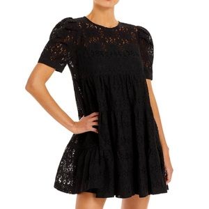 AQUA Short Sleeve Floral Lace Tiered Mini Dress - 100% Exclusive 8 NWT